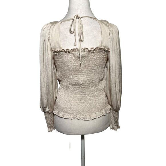 Whimsical Fairycore Milkmaid Flowy Puff Sleeve Feminine Dainty Ivory Top Large - Picture 4 of 10